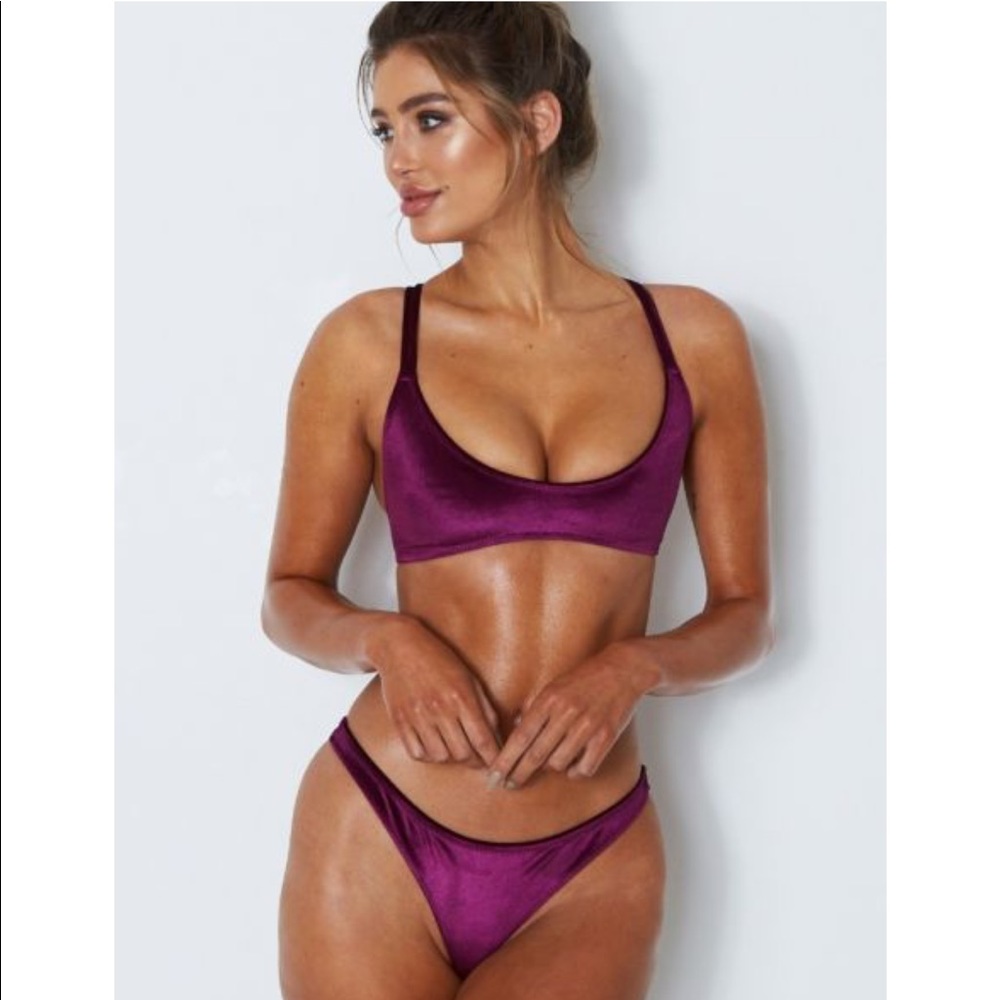 White Fox plum Velvet swimset